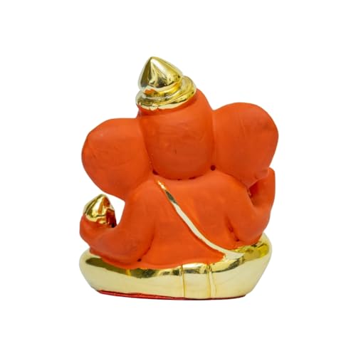 Image of Gold Plated Topi Ganesha | Ganpati Idol for Car Dashboard, Office Desk, Work Desk & Home Temple | Divine Blessings |Prosperity & Protection| Height 2.3 Inch