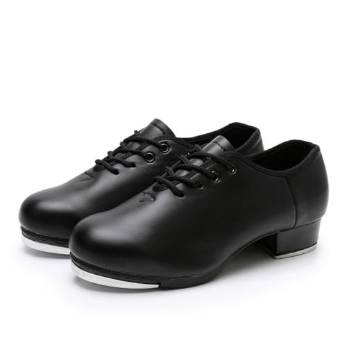 SWDZM Children'sTap Shoe for Girls Boys PU Leather Lace Up Oxford Style Tap Shoes2