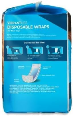 (2 Pack) Vibrant~Life Disposable Dog Wraps for Male Dogs, S, 12 Count
