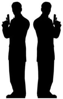 Pack of 2 Secret Agent Man Silhouette Lifesize Standee - James Bond Theme Cardboard Cutout