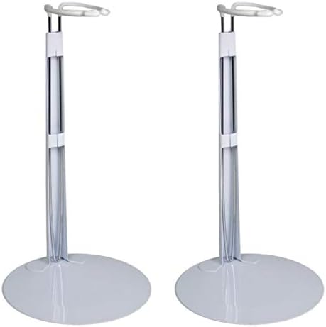 Doll Stands Set of 2 White Metal and Vinyl Holders Each Expands Approximately 10" to 17"