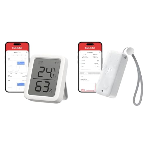 【セット買い】SwitchBot 温湿度計プラス スマホで温度湿度管理 デジタル 高精度 コンパクト 大画面 温度 湿度 アラーム 顔マーク グラフ記録 スマートホーム 梅雨 Alexa Google Home IFTTT Siriに対応(ハブ必要) +
