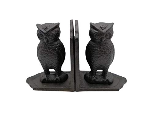 Comfy Hour 4.5" Cast Iron Owls Bookends Art Bookend, 1 Pair Set Of 2, Heavy Weight, Black, Antique & Vintage Collection #TOP30