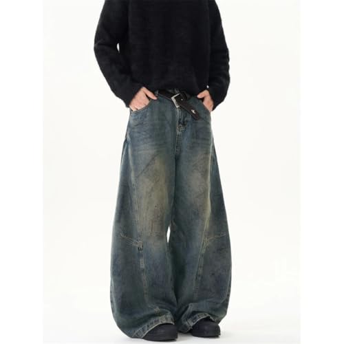 Men's Summer Vintage Washed Loose Fit Jeans Denim Pants Streetwear Pockets Straight Trousers Bottom3