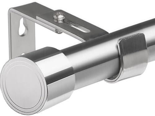 Gardinenstange Edelstahl Gardinenstangen Vorhangstange Ausziehbar Silber für Schlafzimmer, Wohnzimmer, Küche(84-290CM Φ25mm)