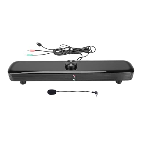 banapoy Altavoces de Computadora para PC de Escritorio, Sonido Estéreo 3D, Altavoz USB para Computadora Portátil con Luz LED de Respiración, Micrófono, Barra de Sonido para Juegos
