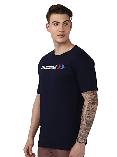 Image of hummel Ombi Round Neck Cotton Rich Half Sleeve Solid Regular fit Cottonpoly T-Shirt for Men Comfortable Soft Breathable Fabric Stretchable for Everyday Use Ideal for Casualwear