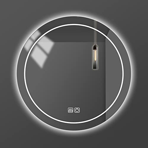Miroir de salle de bain rond éclairé à LED moderne avec interrupteur tactile