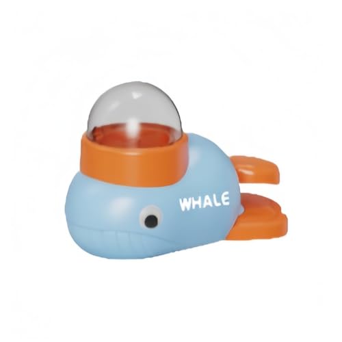 DrivEx 2025年新型 2in1 自動給餌器&ペット知育おもちゃ 犬猫用 水洗可能 留守番用 黄色アヒルデザイン エサやり機 おもちゃ 時間潰し 自主遊び (シロナガスクジラ)