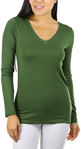 ToBeInStyle Women’s Classic Timeless Layering V-Neck Long Sleeve Top