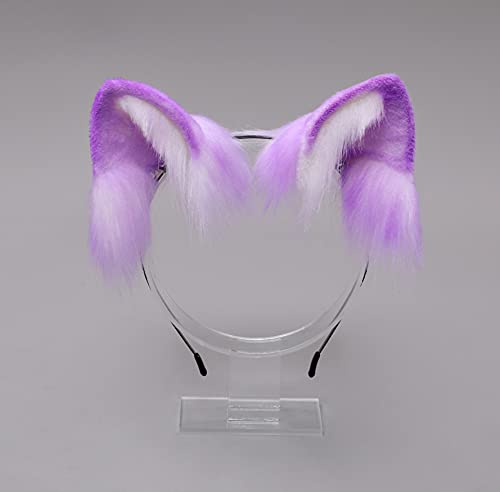 Fxaelian Cosplay Fox Wolf Bear Cat Dog Ears Headband Hairband Hair Clips Halloween Costume Party Headpiece Headwear Hair Accessories Purple #TOP1