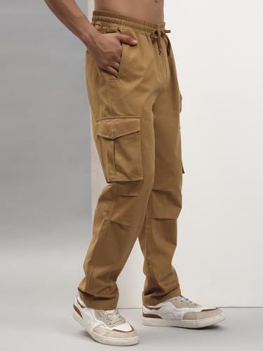 Image of Q - RIOUS Men's 6 Pocket Cotton Cargo Pants - Relaxed Fit Utility Trousers