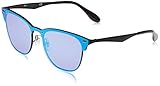 Ray-Ban RB3576N Blaze Clubmaster Square Sunglasses, Demi Gloss Black/Dark Violet Mirror Blue, 41 mm