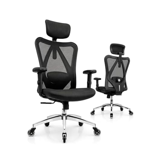 Duramont Ergonomic Office Chair with Rollerblade Wheels - High Back Breathable Mesh Desk Chair, 4D Lumbar Support, Memory Foam Seat, Adjustable Headrest and Armrests, Reclines, Black