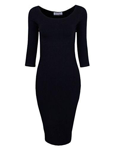 TAM WARE Womens Classic Slim Fit Bodycon Midi Dress TWCWD059-BLACK-US L TAM WARE Womens Classic Slim Fit Bodycon Midi Dress TWCWD059-BLACK-US L