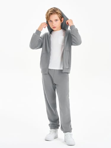 Image of Haloumoning Boys Sweatsuits Kids Active Zip Hoodie Sweatershirt and Jogger Sweatpants 5-14 Years