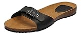  Scholl Bahamais Schwarz - Damenschuhe Pantolette/Zehentrenner, Schwarz, Leder