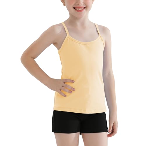 QBK Meninas Regatas Sem Mangas De Algodão, Camisola Nude 2 A 12 Anos, Para Dança E Ginástica (Nude,
