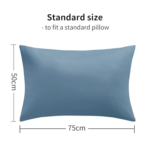 RUIKASI Blue Pillow Cases 2 Pack - Dusty Blue Plain Pillowcases with Envelope Closure Breathable Premium Brushed Microfiber Set of 2 Pillow Covers Standard 50x75 cm - Image 3