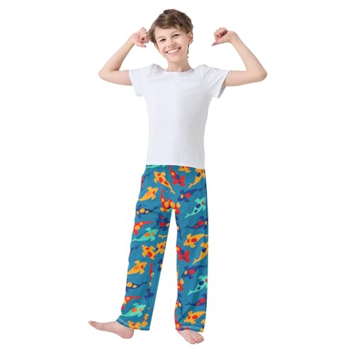 ZZXXB Colorful Carp Fish Boys Long Pants Soft Trousers Elastic Waist Kids Lounge Bottoms with Pockets S-XL2