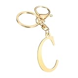 QUARKZMAN Llavero De Letra Inicial Dorado Lindo, Llaveros De Letra C De Acero Inoxidable Alfabeto A-Z Anillos De Llave Para Mujeres Bolso Monedero Encanto Personalizado Regalo