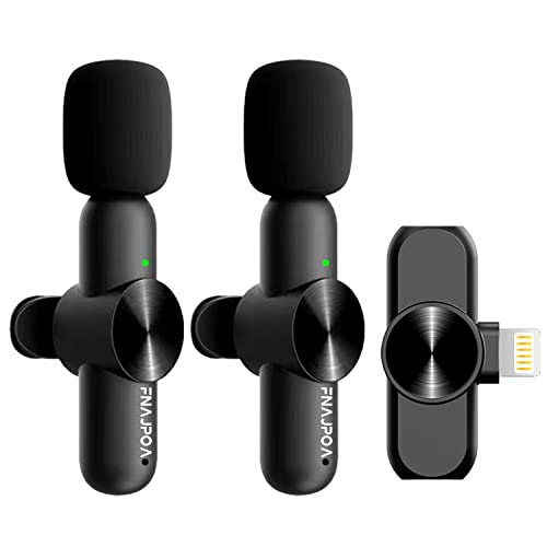 Wireless Microphone for iphone, Dual Professional Wireless Lavalier Microphone for iPhone iPad, Plug-Play Wireless Mic for Video Recording,Live Stream,YouTube,Facebook,TikTok,Vlog,Presentation