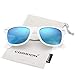 COASION Classic Polarized Sunglasses for Men Women Retro UV400 Sun Glasses (White Frame/Blue Mirror Lens)