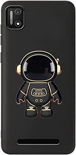 for Cloud Mobile Stratus C7 Case Cute Hidden Astronaut Kickstand Design,Soft Silicone Rasied TPU Edge Bumper Folding Bracket Spacemen Phone Stand Shockproof Protective Phone Case for Stratus C7 Black