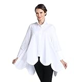 IC Collection Scalloped Cotton Blouse - 2585B (Large, White)