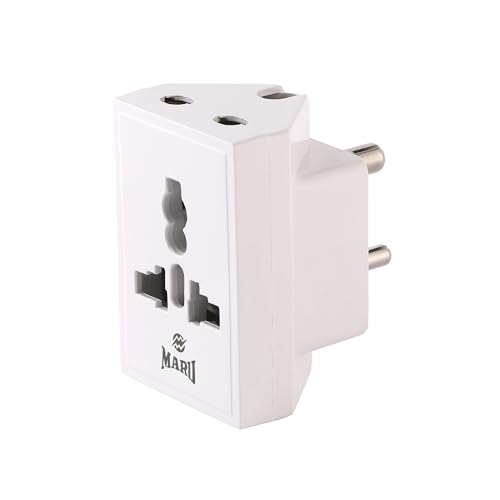 Image of MARU 3 pin Conversion Multi Plug Adaptor Converter 6A to 16A | Unbreakable 3 Pin Multiplug Adapter with 3 Power Outlets | Suitable for AC, Microwave, Geysers, EV, Travel (5amp to 15amp)