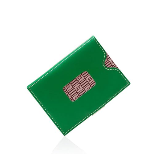 Image of LLH Leather Trifold Wallet - RFID Blocking with Stainless Steel Locking Clip Wallet, Minimalist Front Pocket RFID Blocking Credit Card Holder (grenn-c)
