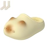 Generisch Zapatillas de felpa para mujer, zapatillas de invierno para casa de animales, cozy fuzzy esponjoso EVA waterpfoof shoes with socks, amarillo, 40/41 EU