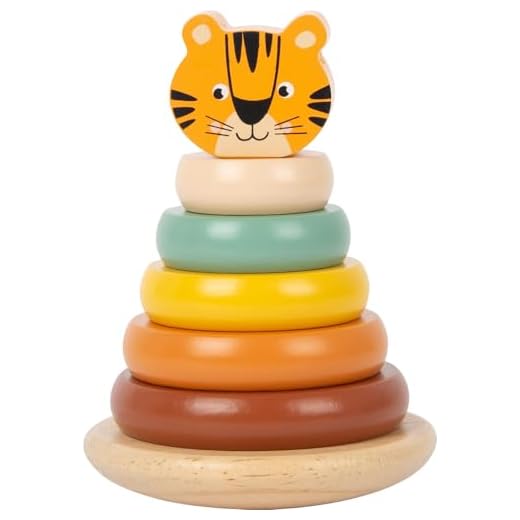 small foot Stapelturm Tiger "Safari" 7-teiliges Steckspiel