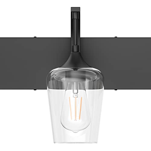 Ralbay Matte Black Vanity Light Fixtures 3-Lights Industrial Black Bathroom Vanity Light With Clear Glass Vintage Edison Wall Light Fixture For Bathroom #TOP6