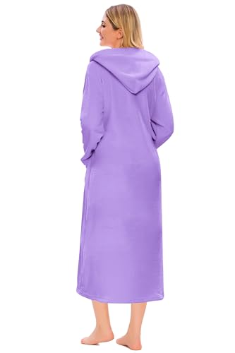 Image of Umeyda Girls & Women Fleece Hooded Robes, Soft Fuzzy Bathrobe Warm Plush Fluffy Bath Robe for Kids Womens