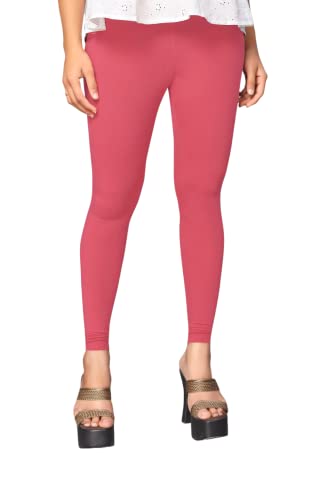 Image of Women's Cotton Skinny Leggings with Ankle Length Solid Pattern Mid Rise and Elastic Closure | Cotton Skinny Leggings for Womens