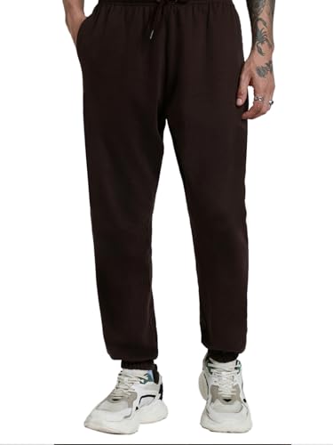 Image of Veirdo 100% Pure Cotton Regular Fit Mid Rise 2 Pocket Trackpants for Men (Available in Black, Brown, Navy, Olive, Eiffel Tower Colors)