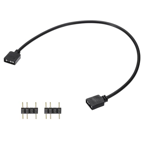 Image of sourcing map ARGB Extension Cable, 5V 12" 3 Pin 1 to 1 Female to Female ARGB Adapter Cable with 3 Pin Male Connectors for PC Computer ARGB Fan/LED Lights, Black