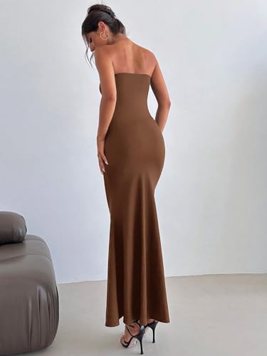 Image of SKAYS Women's Summer Dress Strapless Tube Top Cut Out Bodycon Maxi Dress Backless Going Out Casual Elegant Party Dresses
