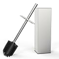 RUACQ Toilet Brush and Holder Set,Square Toilet Bowl Brush for Bathroom with 304 Stainless Steel Handle Toilet Cleaner Brush with Durable Scrubbing Bristles,Splash-Proof (Brushed Nickel)