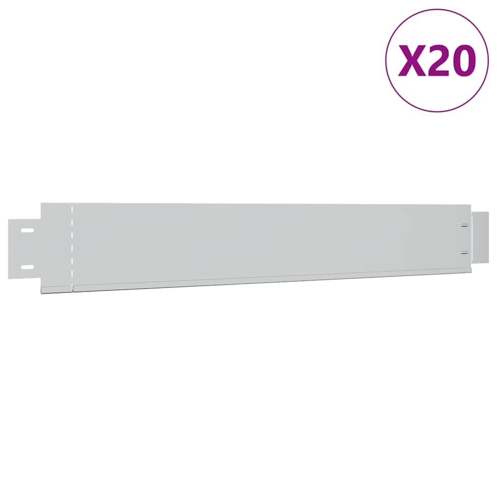 Lot de 20 bordures de pelouse flexibles en acier galvanisé - 100 x 14 cm - Bordure de parterre pour le jardin
