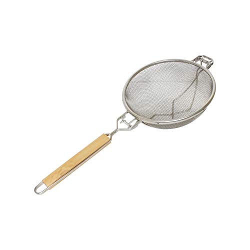 Excellante Reinforced Double Mesh Strainer with Fine Flat Handle Wooden Handle Double Fine 95