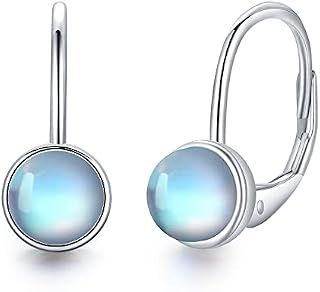 Moonstone Earrings 925 Sterling Silver Drop Dangle Leverback Hoop /Rose Gold Earrings Moonstone Jewellery Gifts for Women Girls Mother Daughter