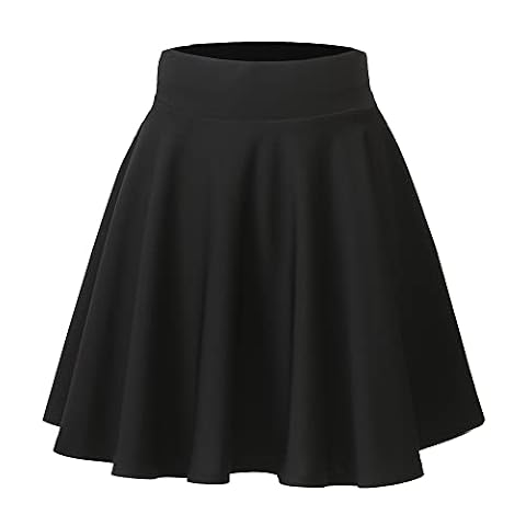 Hoerev Kobiety Dziewczęta Rozkloszowane Casual Mini School Tennis Skater Casual Dance Spódnica z dwiema bocznymi kieszeniami i wewnętrznymi szortami,Czarny z gumką,XL