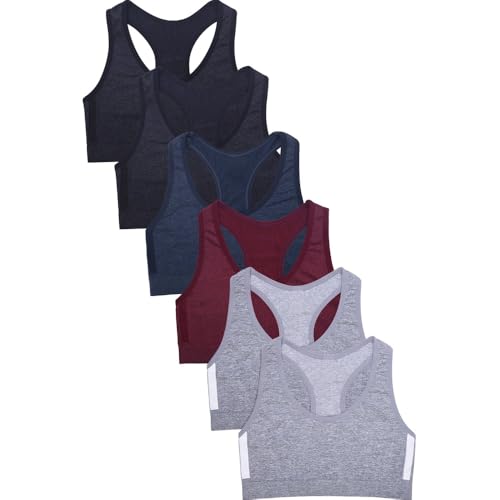 I&S Girl's Racerback Active Comfort Seamless Sports Bras - 6 Pack
