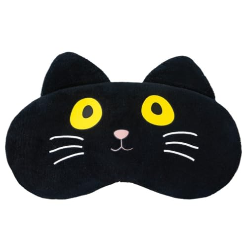 Ghbunuz 遮光 睡眠 かわいい 猫 アイマスク 眼精疲労 目隠し 女性 子供 ソフトアイカバー 調整可能なストラップ付き (ブラック)