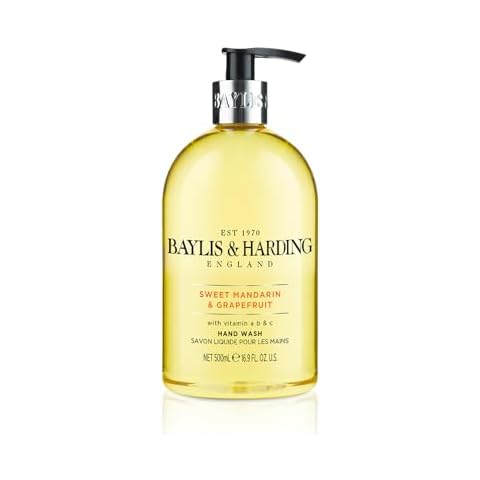 Baylis & Harding Liquid Hand Soap Wash with Dispenser, Sweet Mandarin & Grapefruit, 16.9oz/500ml Cover