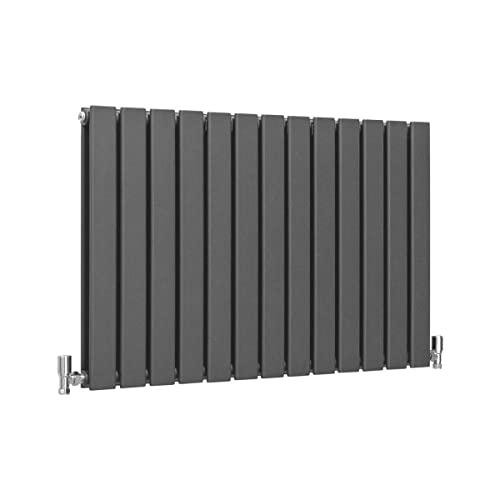 Radiatori Termosifoni In Acciaio Calorifero A Doppio Strato A Pannelli Piatti Riscaldamento Centralizzato Colonna Termosifone Orizzontale Radiatore A Parete - Grigio Antracite - 60 X 91 Cm - 2