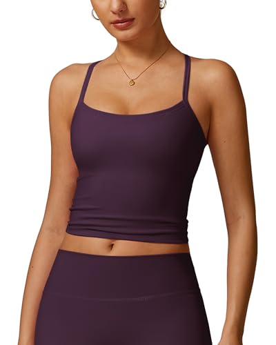 Image of QBGJTD Womens Longline Sports Bras Cross Back Active Gym Yoga Padded Workout Crop Tank Top with Built in Bra