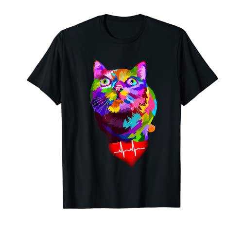 Cute Funny Cat for kitten lovers Colorful Art Kitty T-Shirt